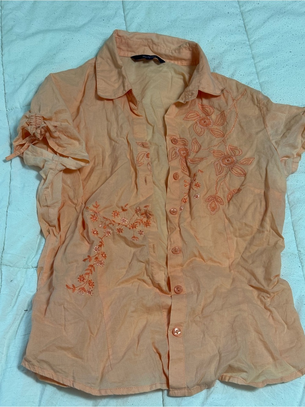 Reitmans Peach fitted button down floral detailed Shirt